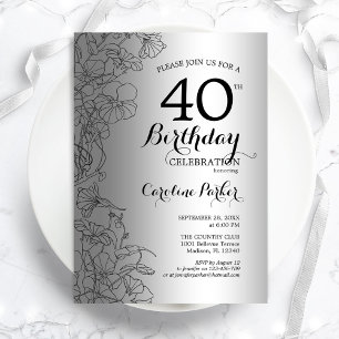 Invitation Fête du 40e anniversaire de la florale noire d'arg
