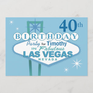 Invitation Fête du 40e anniversaire de Las Vegas - bleu