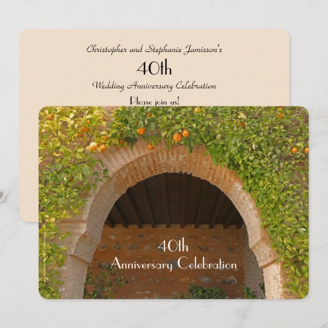 Invitation Fête du 40e Anniversaire de Mariage Arche Rustique (Devant / Derrière)