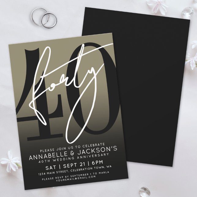 Invitation Fête du 40e anniversaire de Modern Black Gold (Modern Black Gold 40th Anniversary Party Invitation)