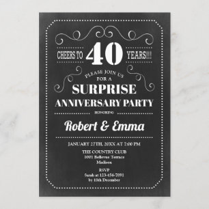 Invitation Fête du 40e anniversaire de Surprise - Chalkboard
