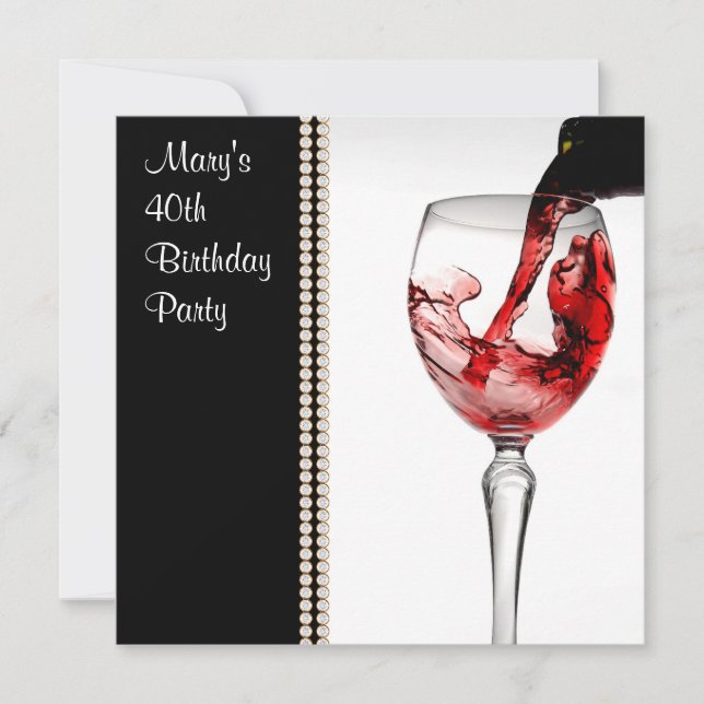 Invitation Fête du 40e anniversaire des femmes du vin rouge (Devant)