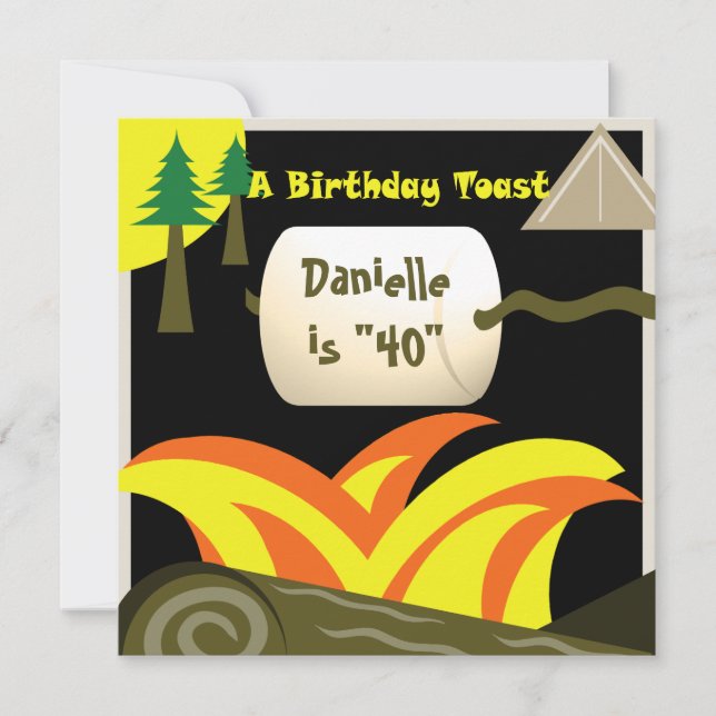 Invitation Fête du 40e anniversaire et toast de Marshmallow (Devant)