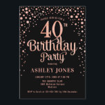 Invitation Fête du 40e anniversaire - Noir & Rose Gold<br><div class="desc">Invitation à la fête du 40e anniversaire. Design élégant en or rose noir et faux parties scintillant. Comprend des polices de caractères et des confettis stylisés. Message-moi si vous avez besoin d'âge personnalisé.</div>