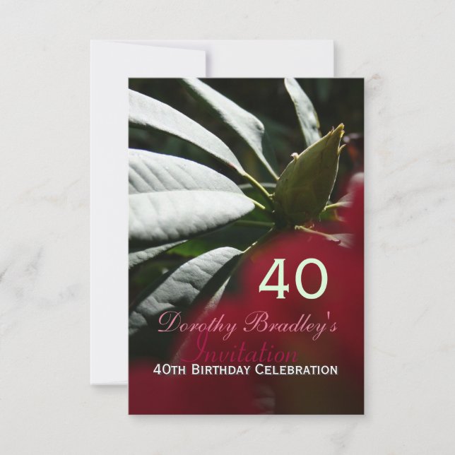 Invitation Fête du 40e anniversaire Rhododendron Custom (Devant)