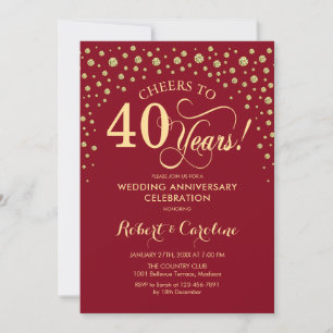 Invitation Fête du 40e anniversaire - Ruby Red Gold