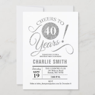 Invitation Fête du 40e anniversaire - Silver White