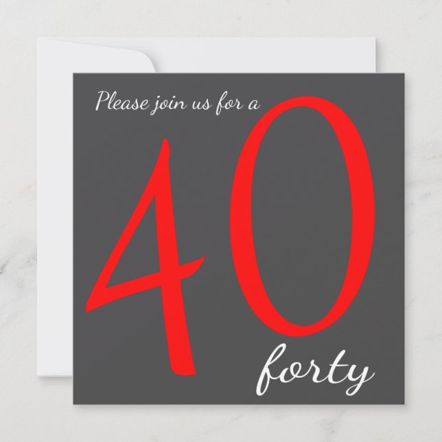 Invitation Fête du 40e anniversaire | Texte do-it-yourself (Devant)
