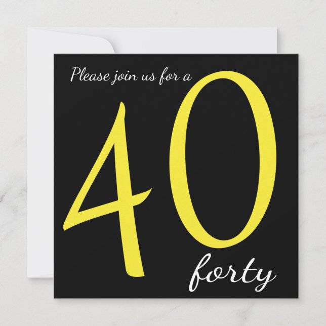 Invitation Fête du 40e anniversaire | Texte do-it-yourself (Devant)