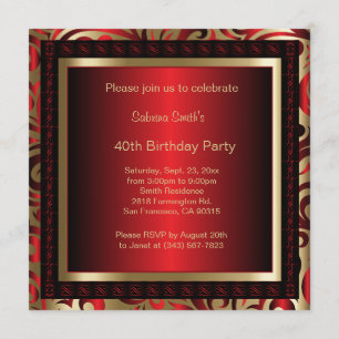 Invitation Fête du 40e anniversaire   Texte do-it-yourself