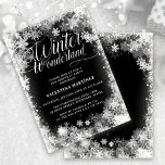 Invitation Fête du 40e anniversaire Wonderland Winter Wonderl<br><div class="desc">Elégante invitation à l'hiver merveilleux 40ème anniversaire présente de belles calligraphies entourées d'un flocon de neige luxuriant et d'une bordure de neige. Les flocons de neige éclatent contre l'arrière - plan noir foncé. Vous pouvez modifier la couleur arrière - plan en n'importe quelle couleur. Winter Wonderland ne peut pas être...</div>