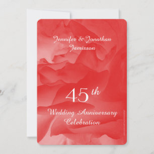 Invitation Fête du 45e anniversaire de mariage, Rose rose cor