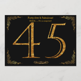 Invitation Fête du 45e anniversaire, styl Gatsby, parties sci