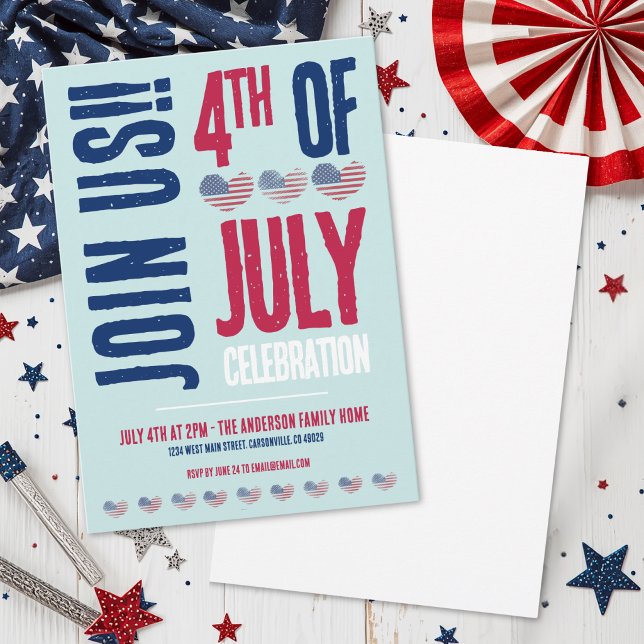 Invitation Fête du 4 juillet (4th Of July Party Red White Blue Patriotic Invitation)