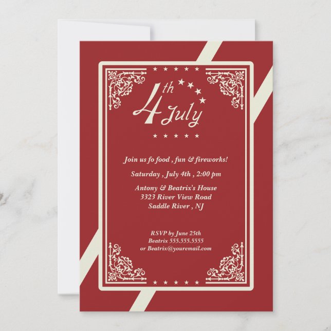 Invitation Fête du 4 juillet (Devant)