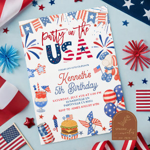 Invitation Fête du 4 juillet aux États-Unis anniversaire patr