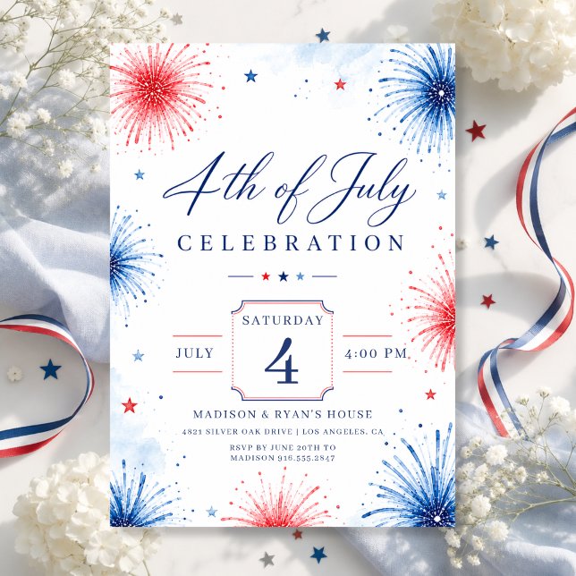 Invitation Fête du 4 juillet avec feu d'artifice (Créateur téléchargé)