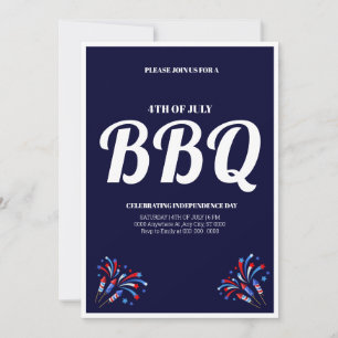 Invitation Fête du 4 juillet avec feu d'artifice et BBQ