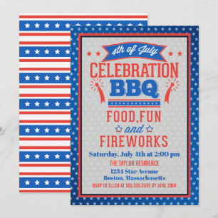 Invitation Fête du 4 juillet BBQ Party