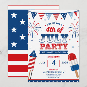 Invitation Fête du 4 juillet Fête de l'indépendance patriotiq