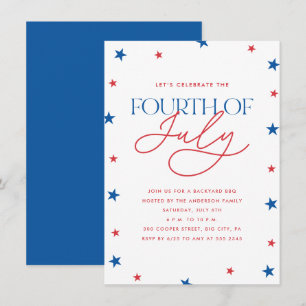 Invitation Fête du 4 juillet Minimaliste Stars 