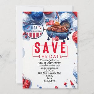 Invitation Fête du 4 juillet party de golfeur