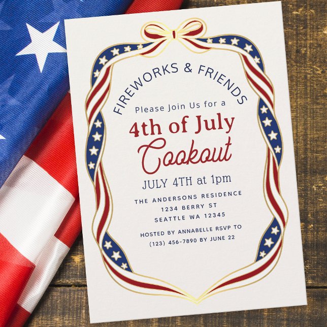 Invitation Fête du 4 juillet Red, White & Blue barbecue (Créateur téléchargé)