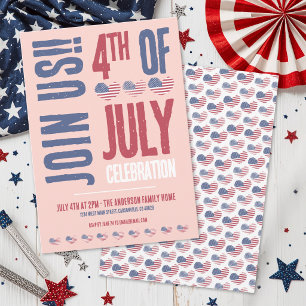 Invitation Fête du 4 juillet Rouge Blanc Bleu Patriotique