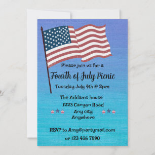 Invitation Fête du 4 juillet rouge, blanc et bleu