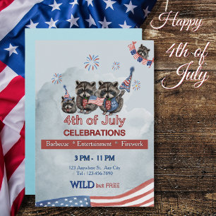 Invitation Fête du 4 juillet sauvage et libre des ratons lave