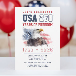Invitation Fête du 4 juillet USA 250e anniversaire de l'Améri