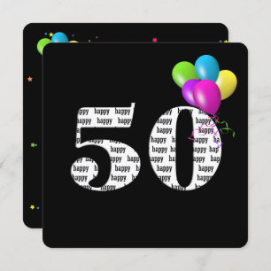 Invitation Fête du 50e anniversaire avec bouquet de ballons