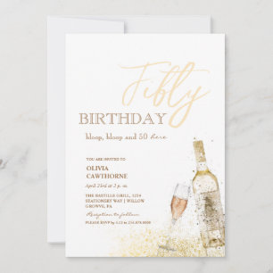 Invitation Fête du 50e anniversaire Bloop, bloop et 50 ici!