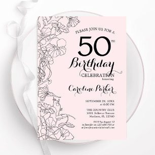 Invitation Fête du 50e anniversaire de Blush Pink