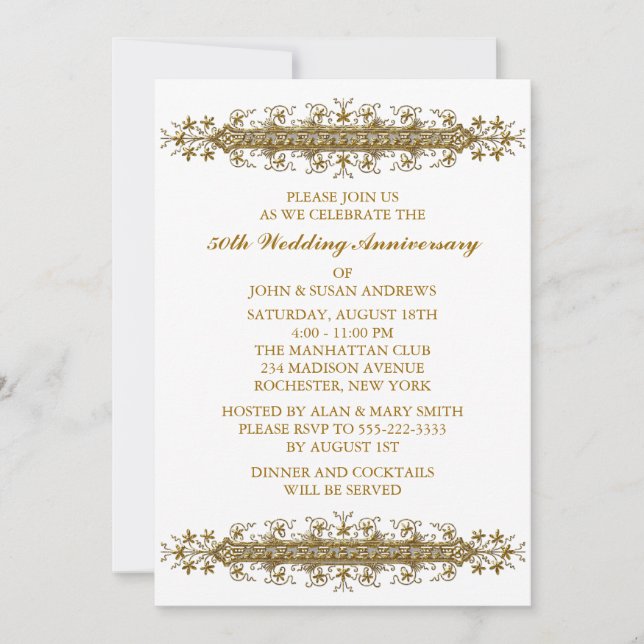 Invitation Fête du 50e anniversaire de la feuille d'or (Devant)