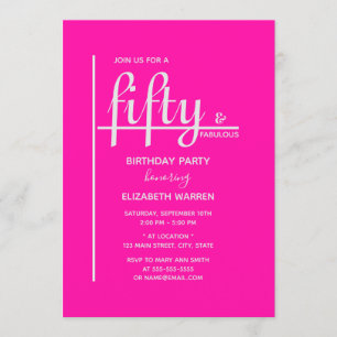 Invitation fête du 50e anniversaire de la Hot Pink
