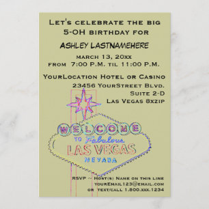 Invitation Fête du 50e anniversaire de Las Vegas
