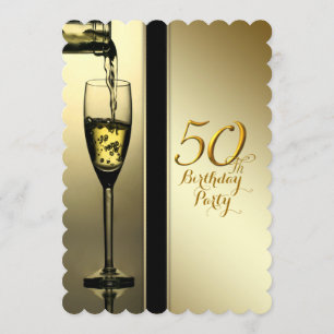 Invitation Fête du 50e anniversaire de l'élégant Champagne d'