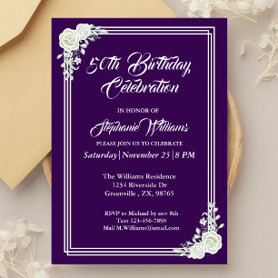 Invitation Fête du 50e anniversaire de l'élégante florale vio