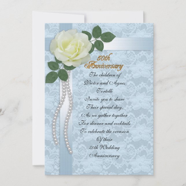 Invitation fête du 50e anniversaire de mariage de parents den (Devant)