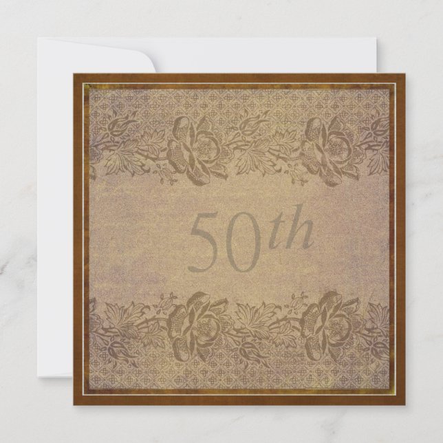 Invitation Fête du 50e anniversaire de mariage  Fleur personn (Devant)