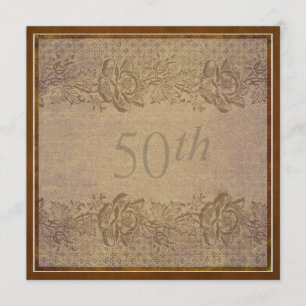 Invitation Fête du 50e anniversaire de mariage Fleurs dorées