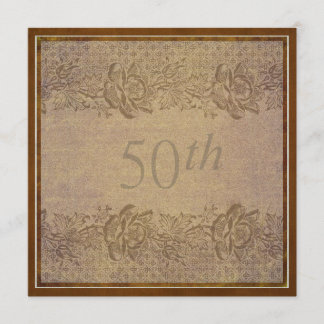 Invitation Fête du 50e anniversaire de mariage  Fleurs dorées