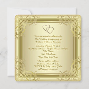 Invitation Fête du 50e anniversaire de mariage Gold Swirl