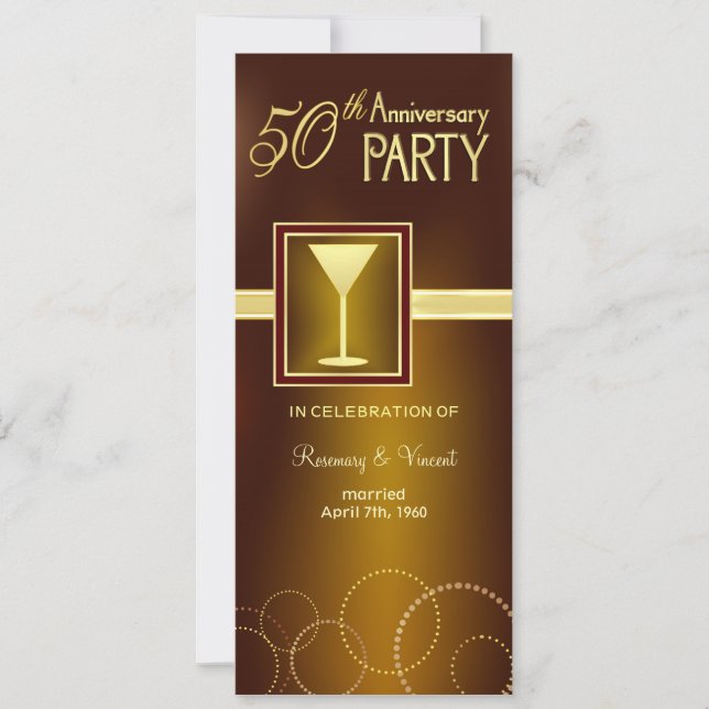 Invitation Fête du 50e anniversaire de mariage - Monogramme d (Devant)