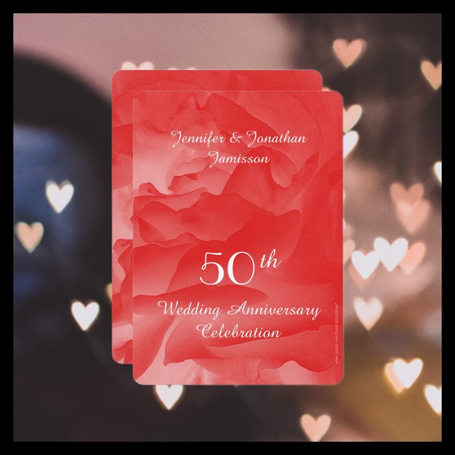 Invitation Fête du 50e anniversaire de mariage, rose corail (Créateur téléchargé)