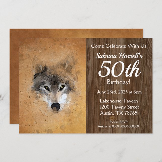 Invitation Fête du 50e anniversaire du loup (Devant / Derrière)