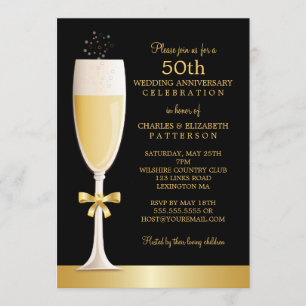Invitation Fête du 50e anniversaire du Mariage de Champagne