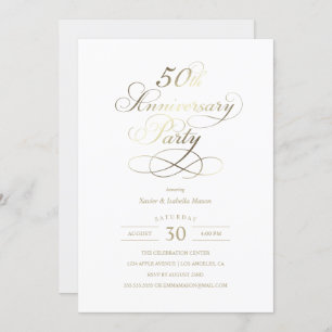 Invitation Fête du 50e anniversaire Faux Gold Foil Invitati