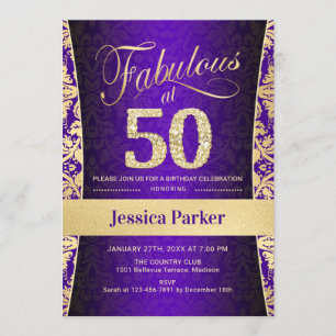 Invitation Fête du 50e anniversaire - Gold Purple